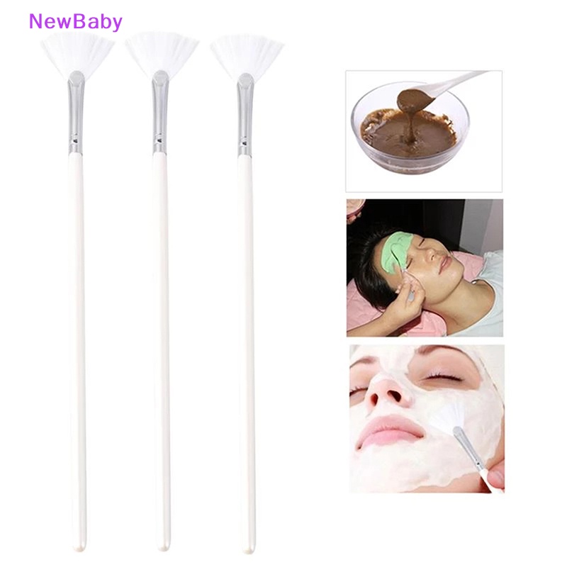 Newbaby 3pcs Kuas Makeup Brush Masker Gagang Panjang Bentuk Kipas Brush Makeup ID