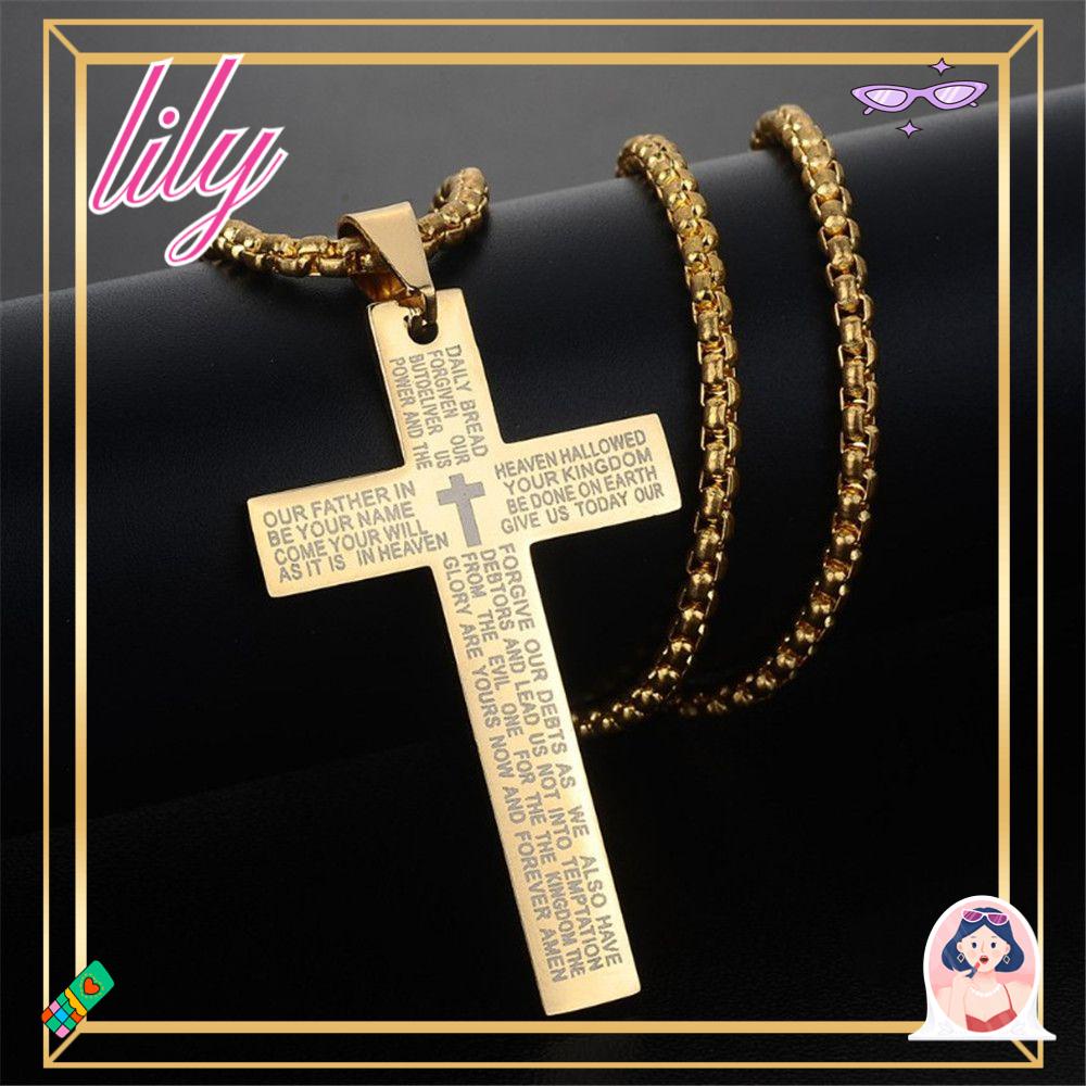 Lily Kalung Salib Kristen Yesus Kitab Suci Popularitas Fashion Liontin Salib Hitam