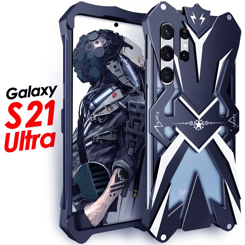 Luxury Armor Metal Aluminium Cover Untuk Samsung Galaxy S23 Ulrta S21 S22 Note20 Ulrta Case Peluru Bracket Ponsel Shell