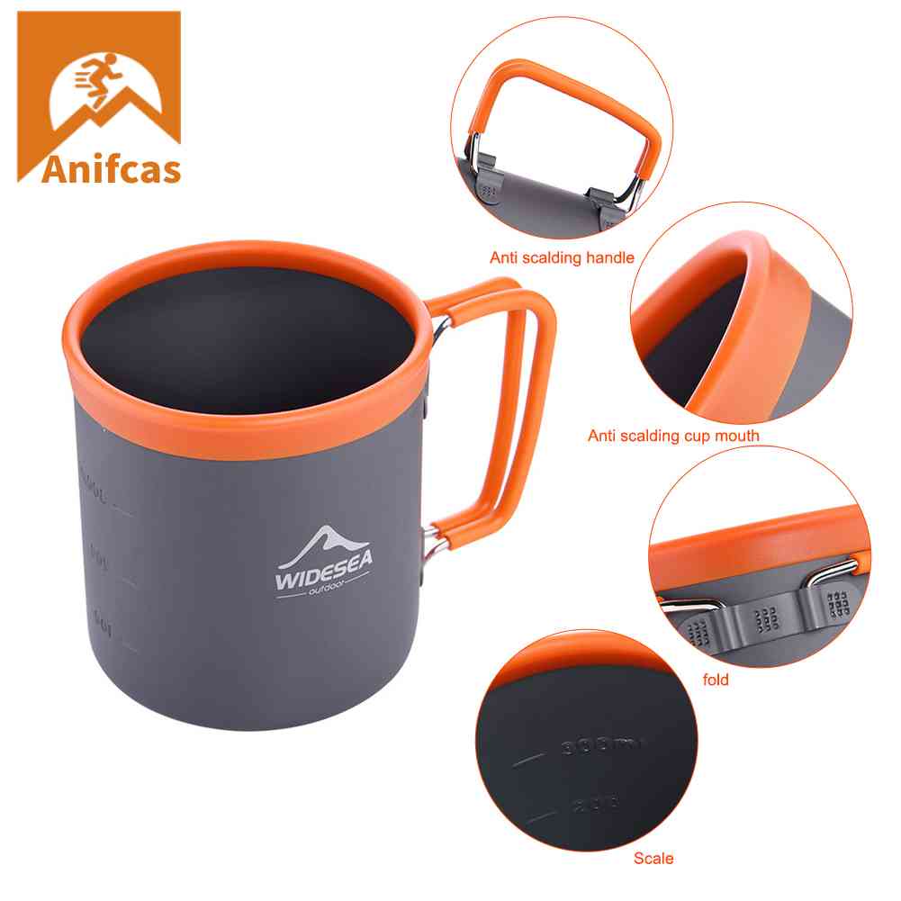 Widesea Aluminium Camping Cup Peralatan Makan Luar Ruangan Travel Piknik Minum Mug