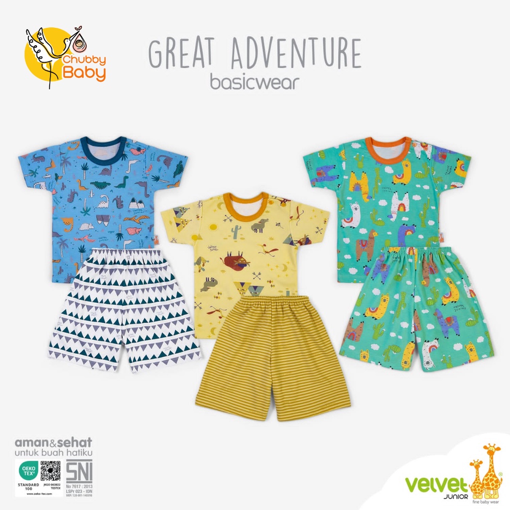 Velvet Junior 3stel Setelan Pendek Kancing Pundak | Great Adventure