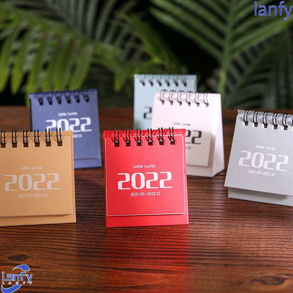 Lanfy 2021-2022 Kalender Perlengkapan Kantor Non-printed Daily Jadwal Berdiri Sendiri Dekorasi Desktop Agenda Organizer Coil Calendar