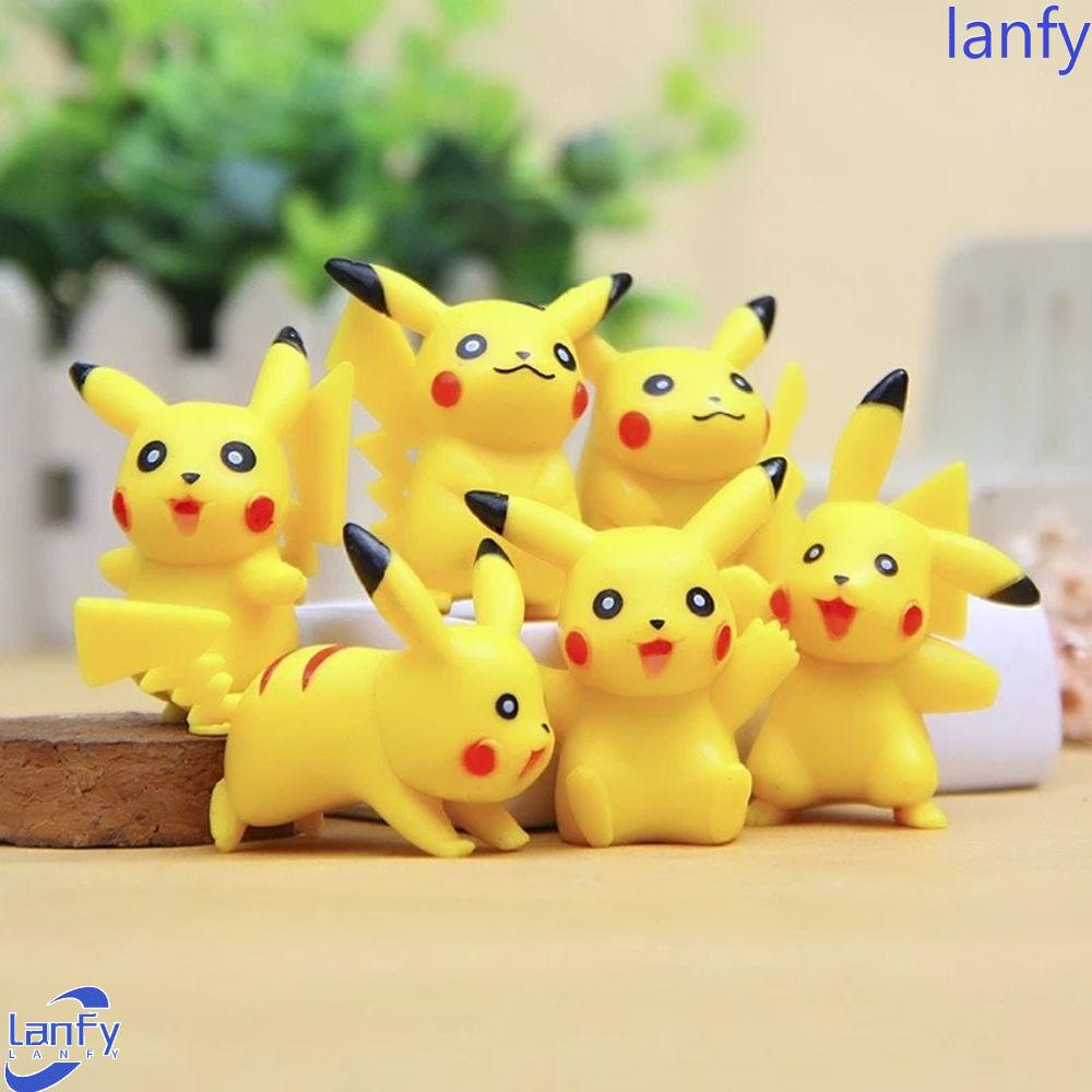 Lanfy Pikachu Figure Hadiah Ulang Tahun 6pcs/set Mainan Mini Anime PVC Pokemon