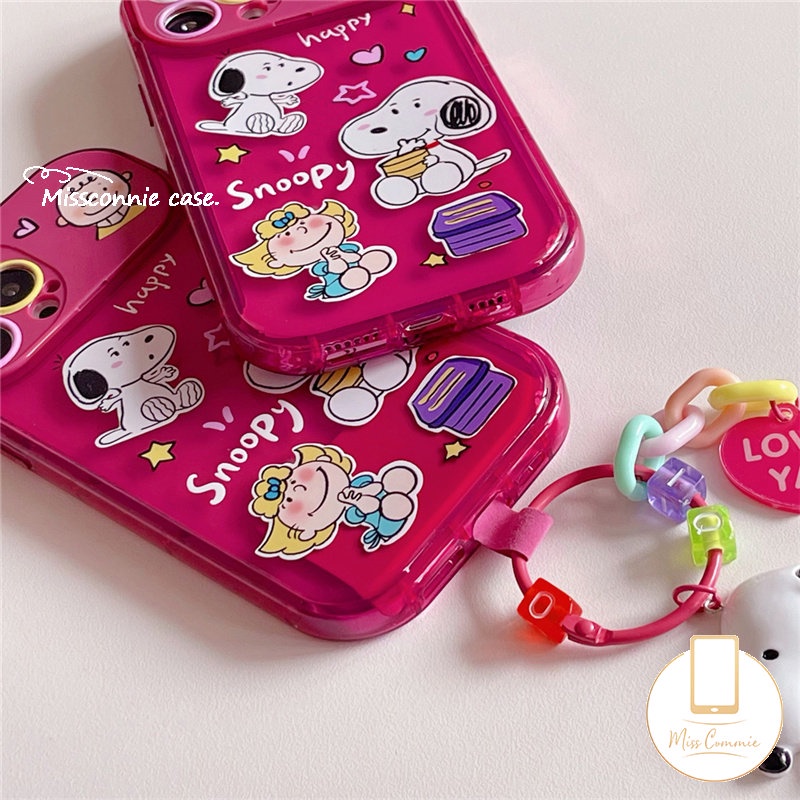 Rose Red Creative Flip Make Up Mirror Case Untuk Oppo A15 A12 A57 A5s A7 A53 A9 A5 A31 A33 2020 A15s A3s A77 A11K A35 A77S Kartun Lucu Snoopy Charlie Brown Shockproof Soft Case