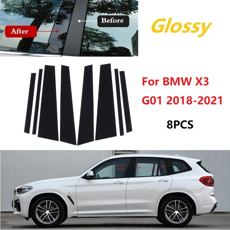 Hitam Glossy Jendela Pintu Mobil Kolom Tengah B C Tiang Pilar Stiker Trim Kaca Film Dekorasi Untuk BMW X3 G01 G01Lci 2018-2023 F25 2011-2017 X2 F39 Aksesoris