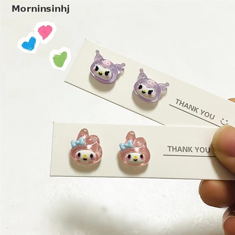 Anting Mornin Sanrio Kuromi Cinnamoroll My Melody Pompompurin Plastik Harajuku Style Earrings Set Kawaii Lucu Lembut Gadis Anting Mini id