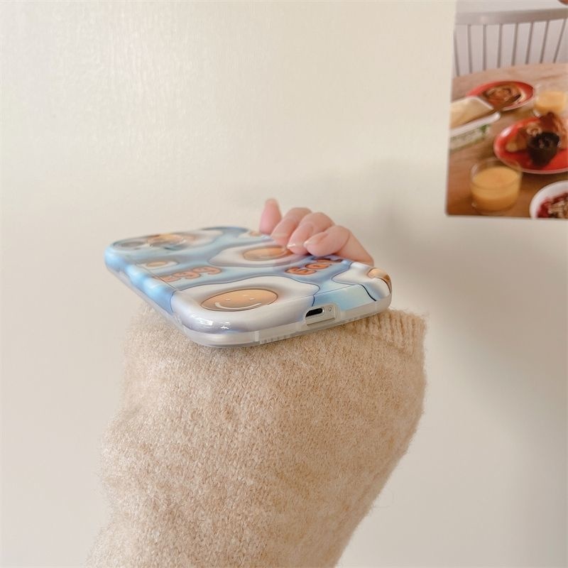IPHONE Casing Ponsel Desain Telur Goreng Tersenyum Lucu Kompatibel Dengan Iphone12 13 14 11 Pro Max Ddwsv
