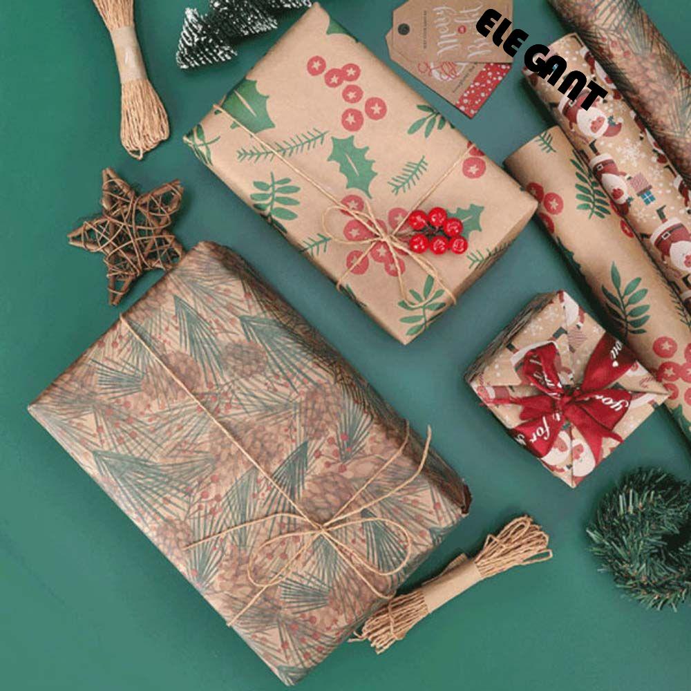 [Elegan] Kertas Pembungkus Hadiah Kerajinan DIY Santa Claus Kraft Paper Xmas Tree Perlengkapan Pesta