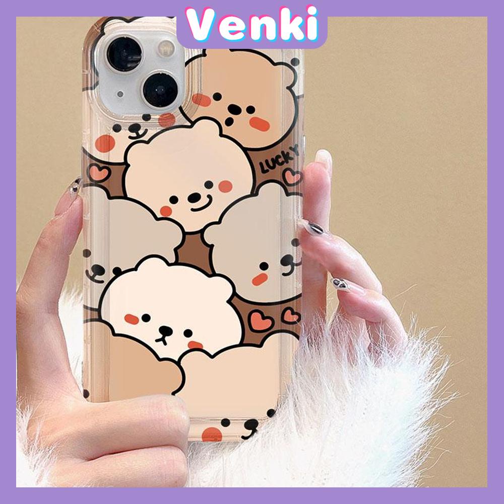 VENKI -For iPhone 11 iPhone Case Clear Case TPU Soft Case Airbag Shockproof Protection Camera Brown Cute Bear Compatible with iPhone 14 13 Pro Max iPhone 12 Pro Max 11 7 6Plus XR