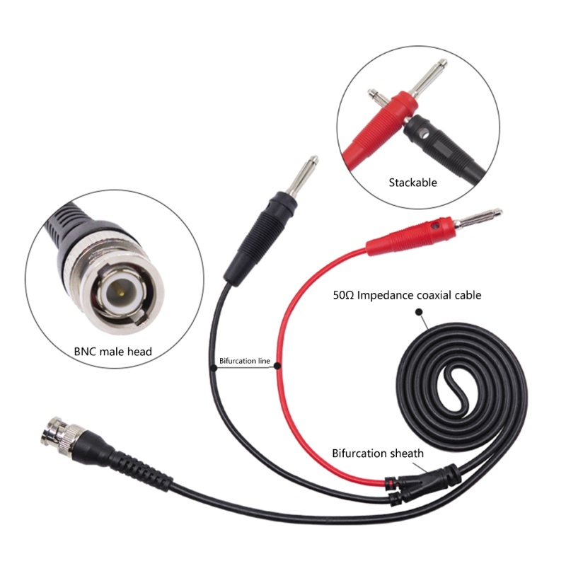 Cre Compatible-Untuk Osiloskop Sinyal-Generator BNC Ke Dual 4mm Stackable Shrouded Banana Plug Dengan Test Leads-Proba C