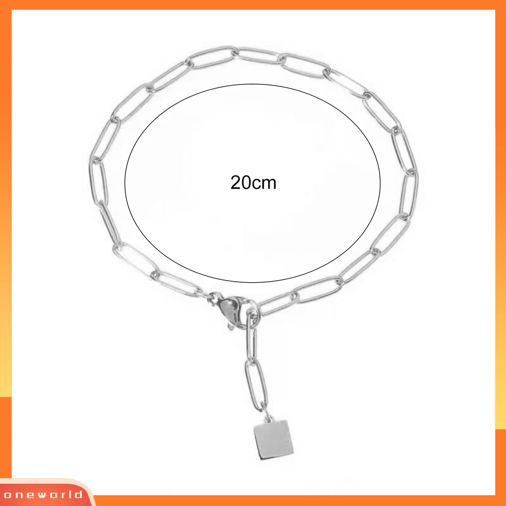 [EONE] Gelang Wanita Tidak Luntur Tebal Rantai Eye-catching Semua Pertandingan Adjustable Perhiasan Hadiah Berlapis Emas Wanita Square Pendant Chain Bracelet Dekorasi Untuk Kehidupan Sehari-Hari