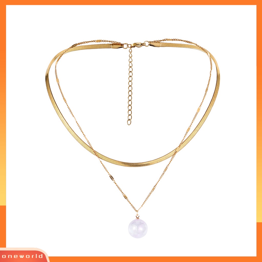 [EONE] Wanita Kalung Individu Warna Solid Ringan Hias Tahan Lama Kilau Anti Karat Mutiara Imitasi Dekorasi Adjustable Lady Pendant Jewelry