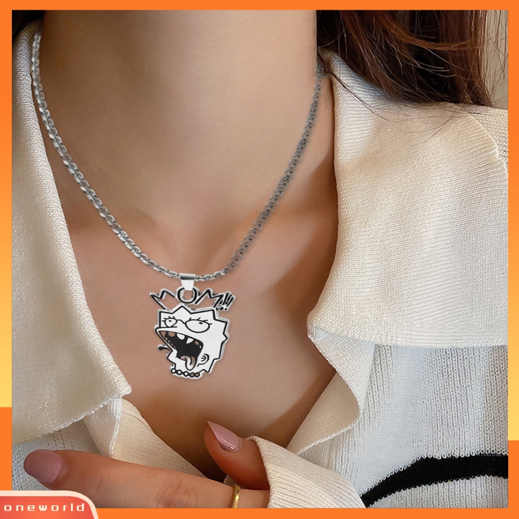 [EONE] Liontin Kalung Adjustable Ringan Mudah Dipakai Alergi Gratis Lucu Hias Titanium Steel Hip Hop Kalung Dengan Liontin Kartun Hadiah Untuk Remaja