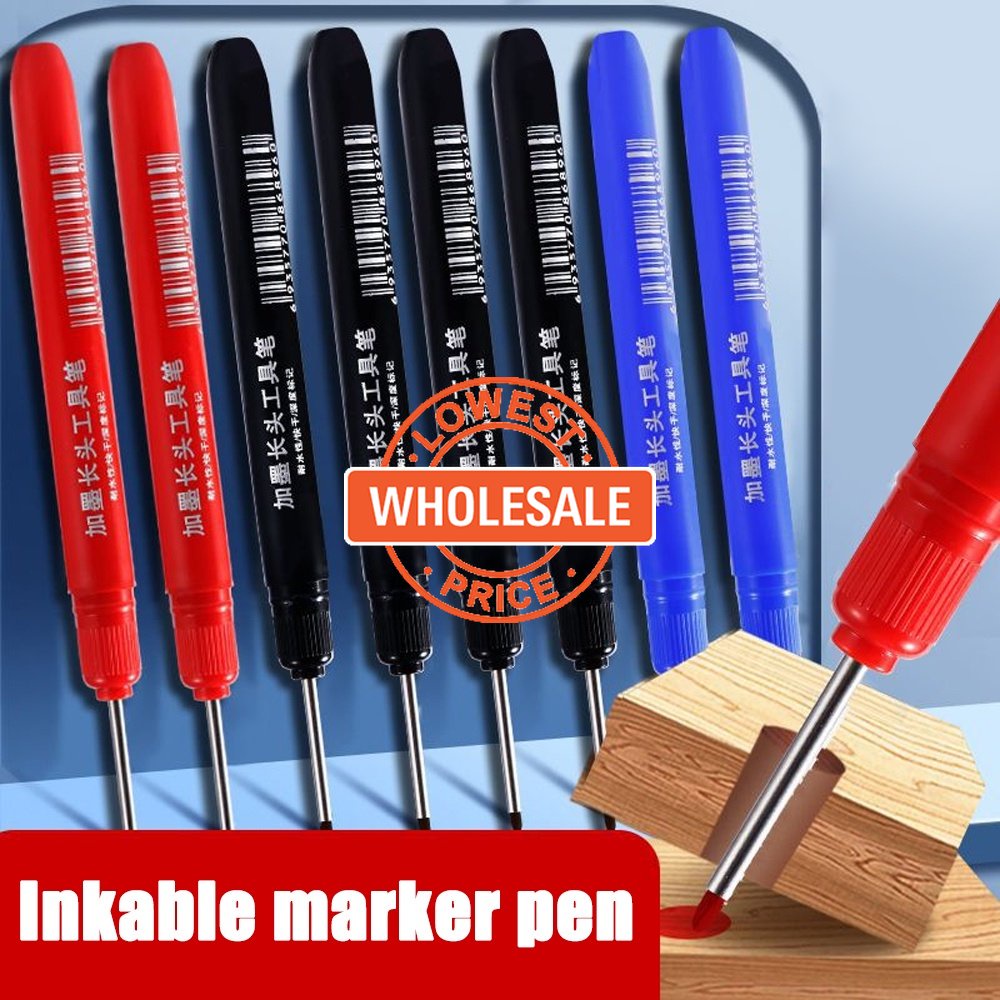 [Harga Grosir] 33mm Dengan Tinta Penanda Lubang Dalam Kepala Panjang/Ubin Keramik Lantai Ubin Berminyak Penanda Pemanjang Tahan Air/Dekorasi Pengerjaan Kayu Alat Tulis Cepat Kering