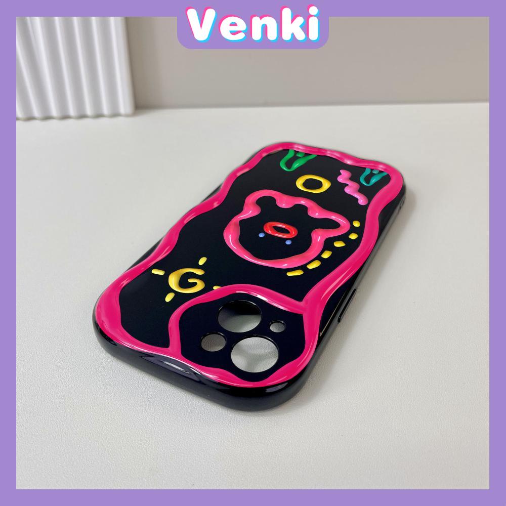 VENKI - For iPhone 11 iPhone Case Black Glossy TPU Soft Case Shockproof Protection Camera Abstract Cartoon Compatible with iPhone 14 13 Pro max 12 Pro Max xr xs max 7Plus 8Plus