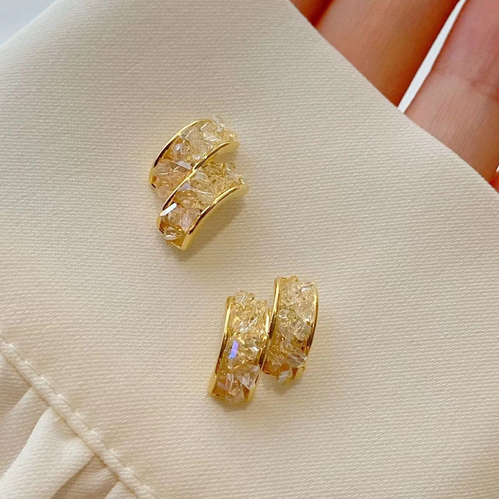 Anting Kristal Warna Gradasi Perempuan S925 Tremella Jamur Geometris niche earrings