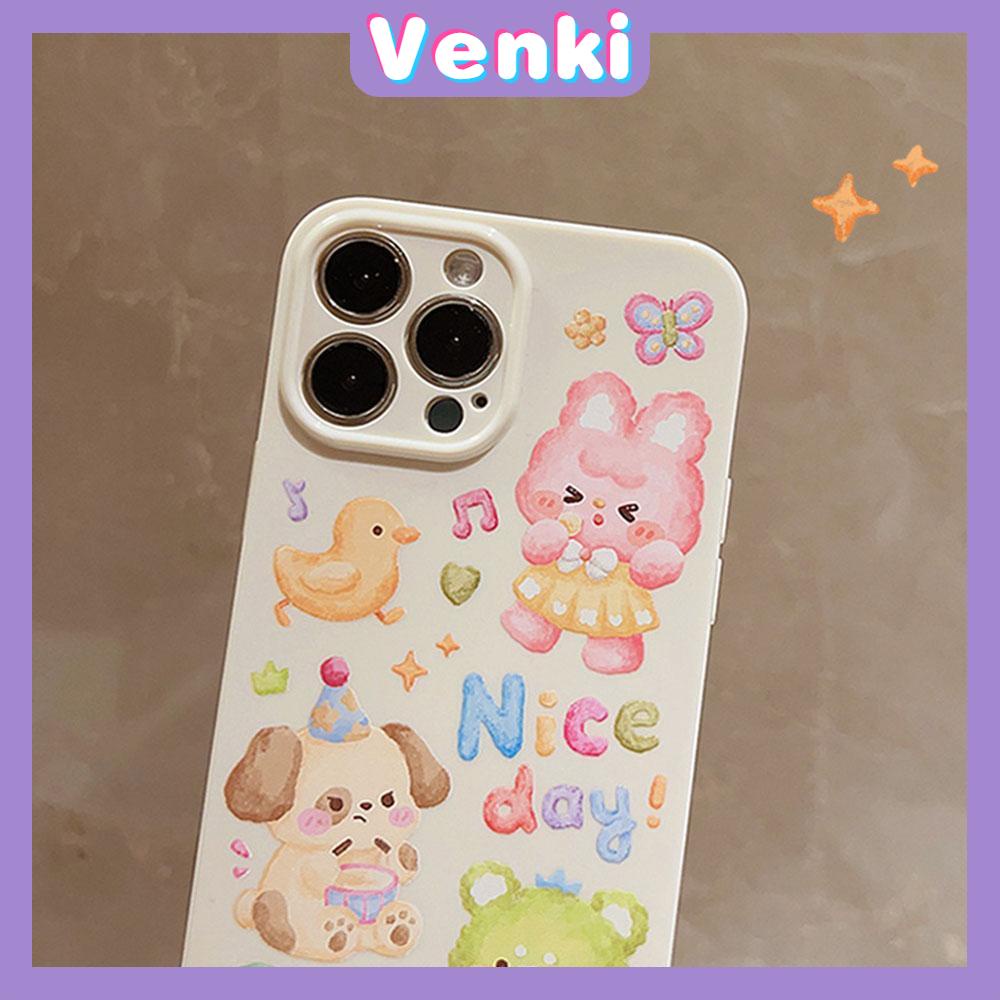 VENKI -For iPhone 11 iPhone Case Cream Glossy Soft Case TPU Shockproof Camera Cover Protection Cute Cartoon Animals Compatible with iPhone 14 13 Pro max 12 Pro Max xr xs max 7 8