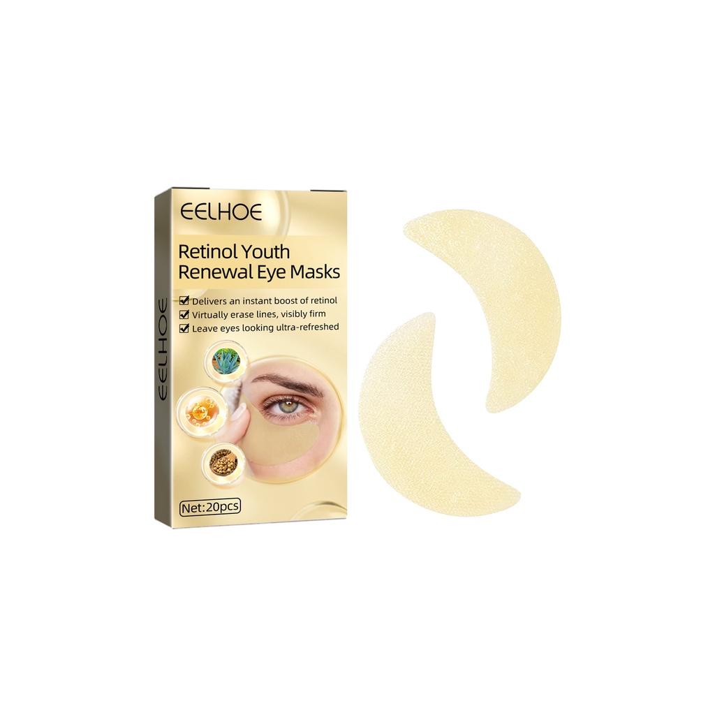 EELHOE Masker Mata Eye Patches Eye Mask - Retinol Gel Masker Wajah Mencerahkan Melembabkan Anti-Kerut Anti-Aging Remove Dark Circles Kantung Mata (20 Pcs/10 Pairs)