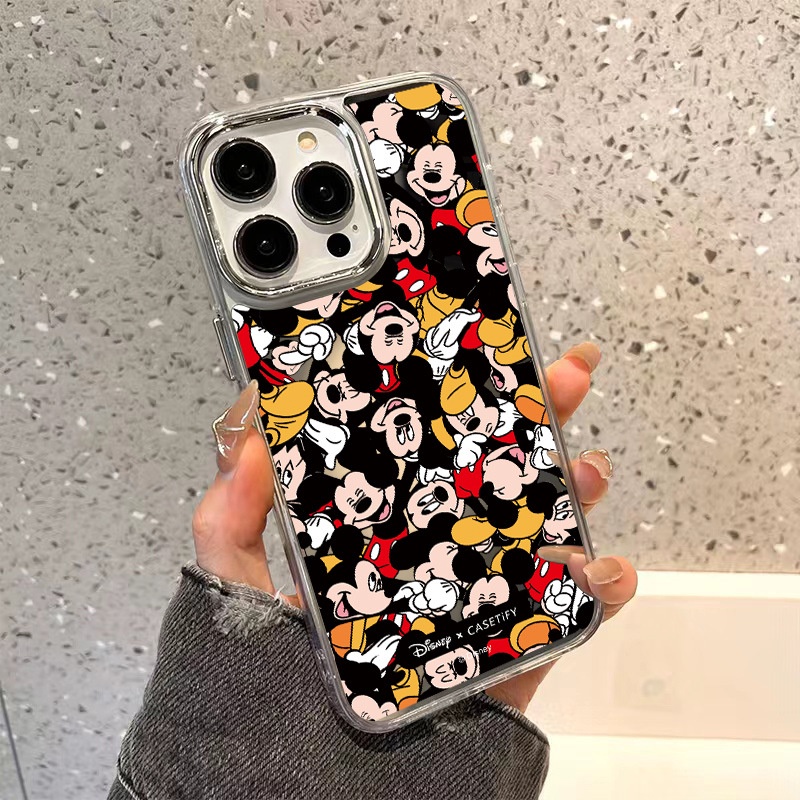 Pola Mickey Cocok Untuk iPhone 14 Pro Max Casing Ponsel iPhone Cermin Casing Ponsel Kuat Kamera Perlindungan Tahan Guncangan Kompatibel Dengan Iphone13 13pro 13prm iPhone 11 7Plus 8Plus Xr XS 12 Pro Max Casing Ponsel