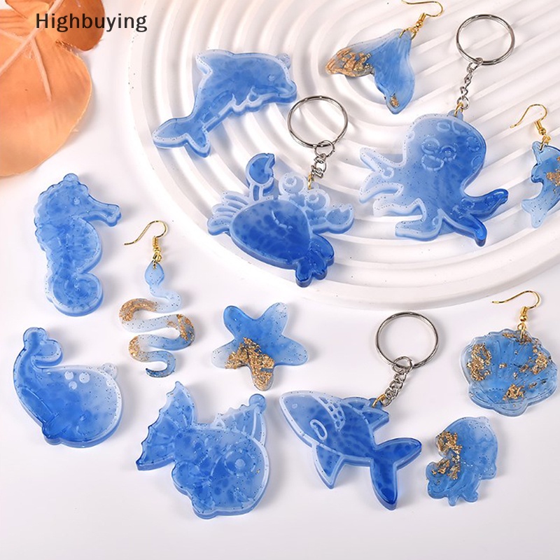 Hbid DIY Kristal Hewan Ubur Shell Anting Liontin Silikon Cetakan Hewan Laut Lucu Cetakan Untuk Gantungan Kunci Perhiasan Resin Membuat Craft Glory