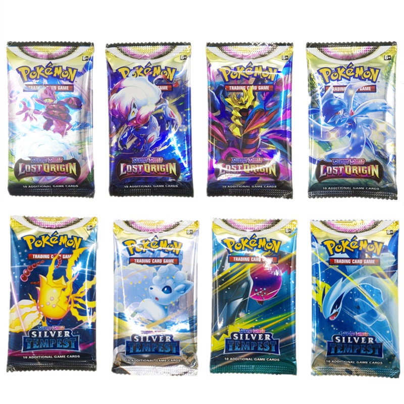 4packs 8Packs/lot Pola Baru Pokémon TCG Pedang Perisai Lost Origin Silver Tempest Game Kartu Booster Battle Energy Trainer Tag Collection