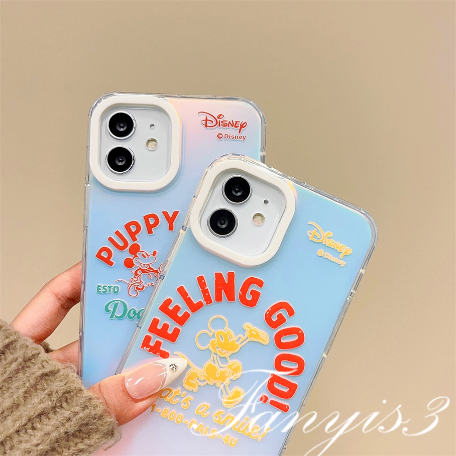 Compatible For IPhone 14 13 12 11 Pro Max X XR Xs Max 8 7 Plus SE 2020 Kompatibel Untuk Kartun Mouse Dog IMD Laser Gradiasi Ponsel Case TPU Lembut Shockproof Cover Pelindung