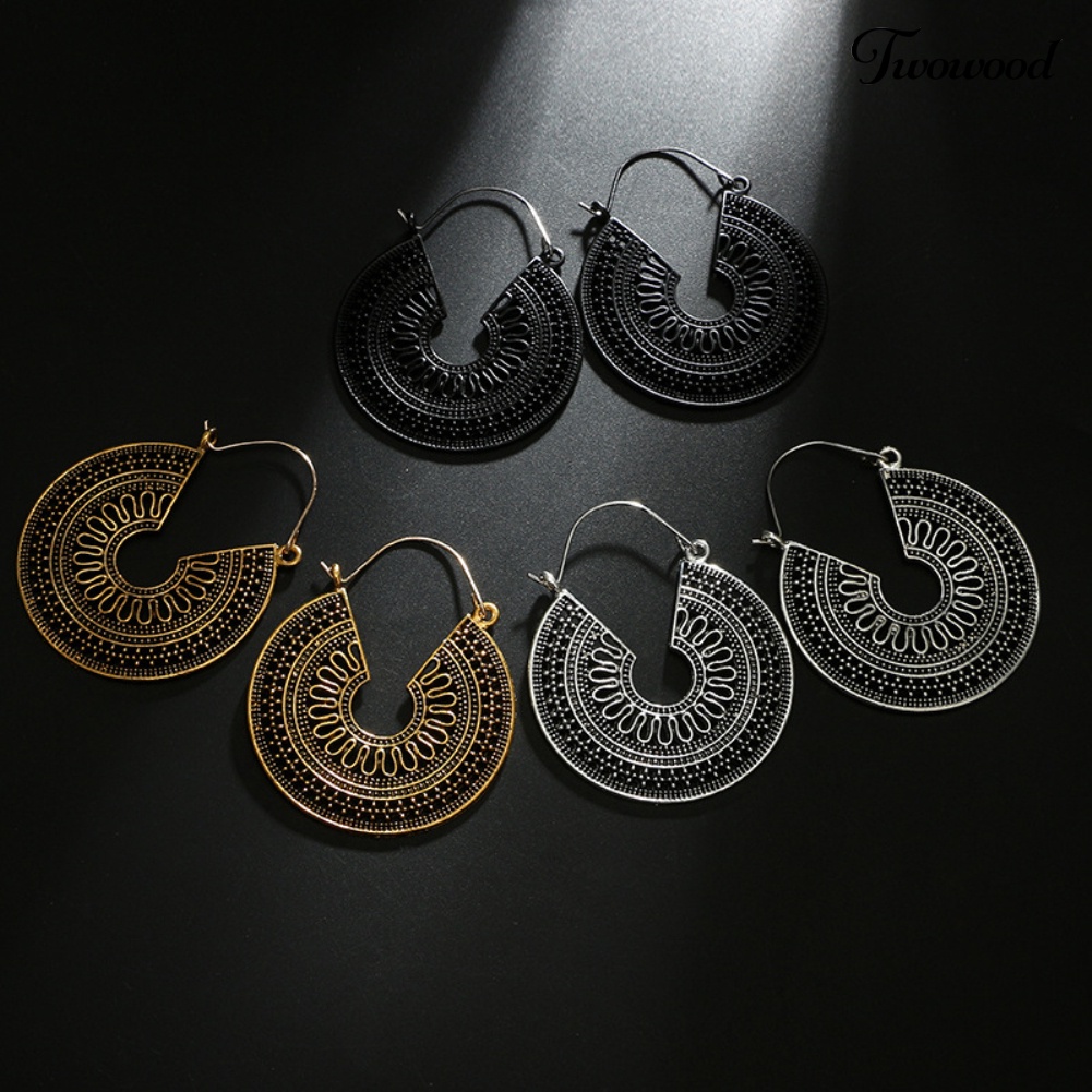 Twowood Wanita Bentuk C Berongga Hoop Anting Vintage Pesta Club Pub Cocktail Perhiasan Hadiah