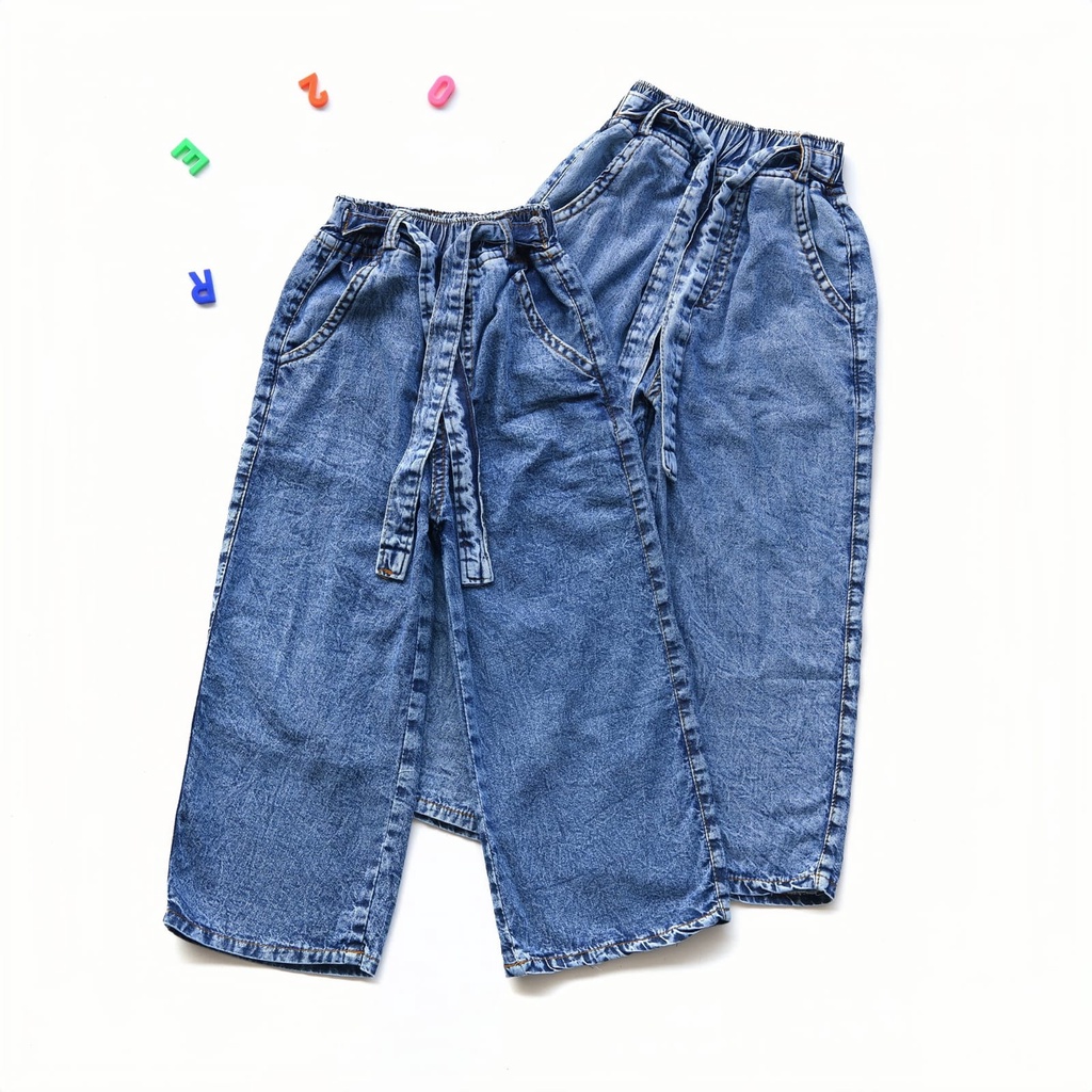 TRY Celana Panjang Kulot Jeans Denim Anak Perempuan Cewek 6 7 8 9 Tahun