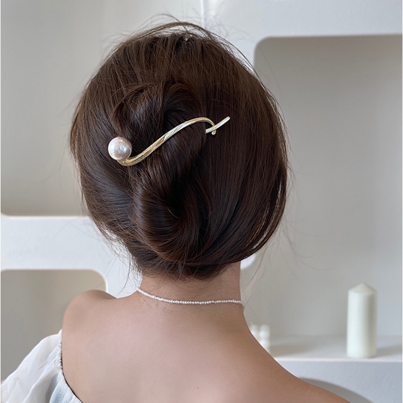 Korean INS Daily Style Pearl Clip Ornament Fashion Manis Mermaid Tail Pearl Hairpin Rambut Gadis Ponytail Holder Aksesoris Rambut Elegan