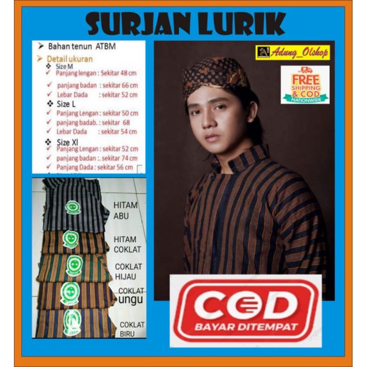 Lurik Baju Surjan Lurik Pakaian Pria Tradisional Khas Jawa