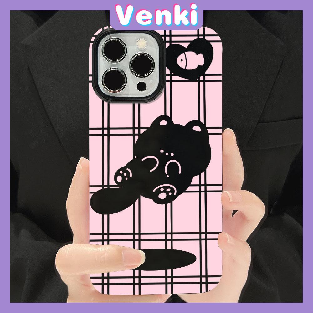 VENKI - For iPhone 11 iPhone Case Black Glossy TPU Soft Case Shockproof Protection Camera Cute Love Cat Compatible with iPhone 14 13 Pro max 12 Pro Max xr xs max 7Plus 8Plus