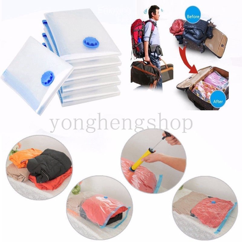 4ukuran Kantong Kompresi Vakum Dengan Katup Hemat Ruang Pakaian Selimut Selimut Storage Bag Lemari Organizer Travel Portable Compressed Bags