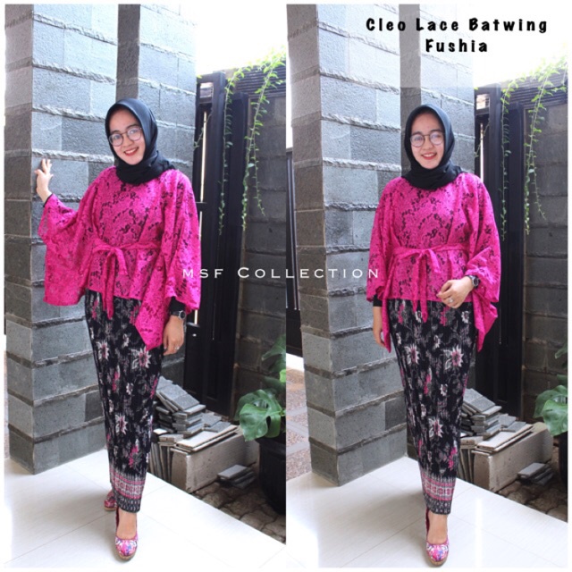 set batwing cleo/ brukat/ rok plisket premium/ cape brocad/ atasan bigsize/ batik/ baju kondangan/ b