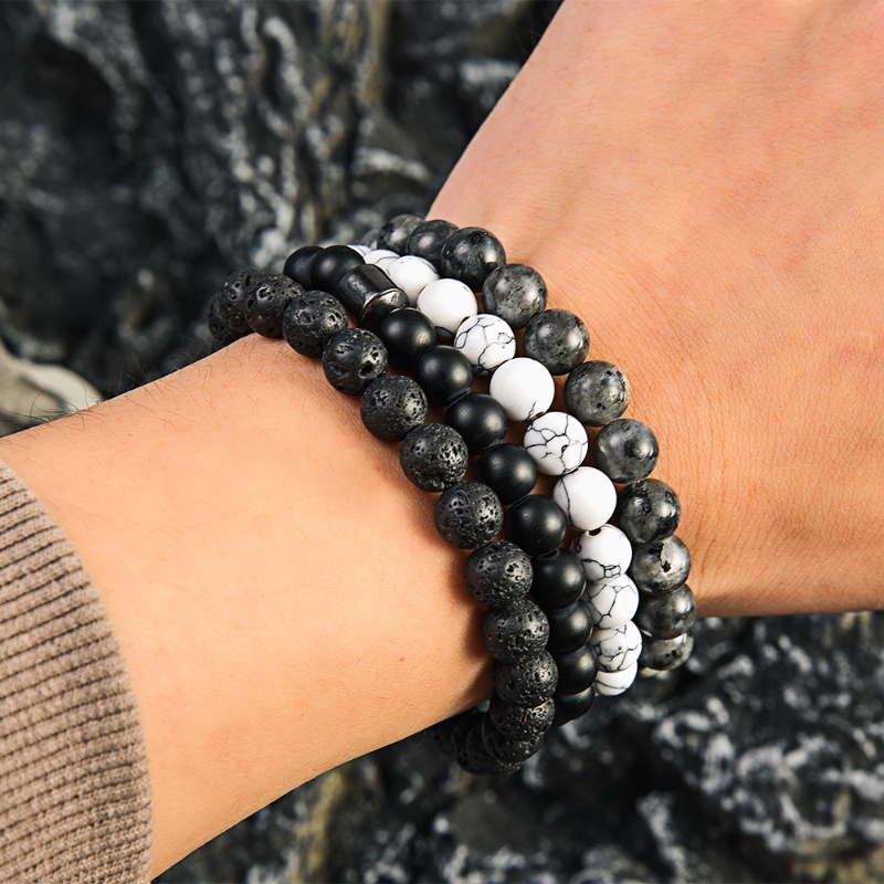 Retro Batu Hitam Tiger Eyes Gelang Manik-Manik/Fashion Single Layer Beads Lucky Hand String Bracelets Untuk Wanita Pria Perhiasan