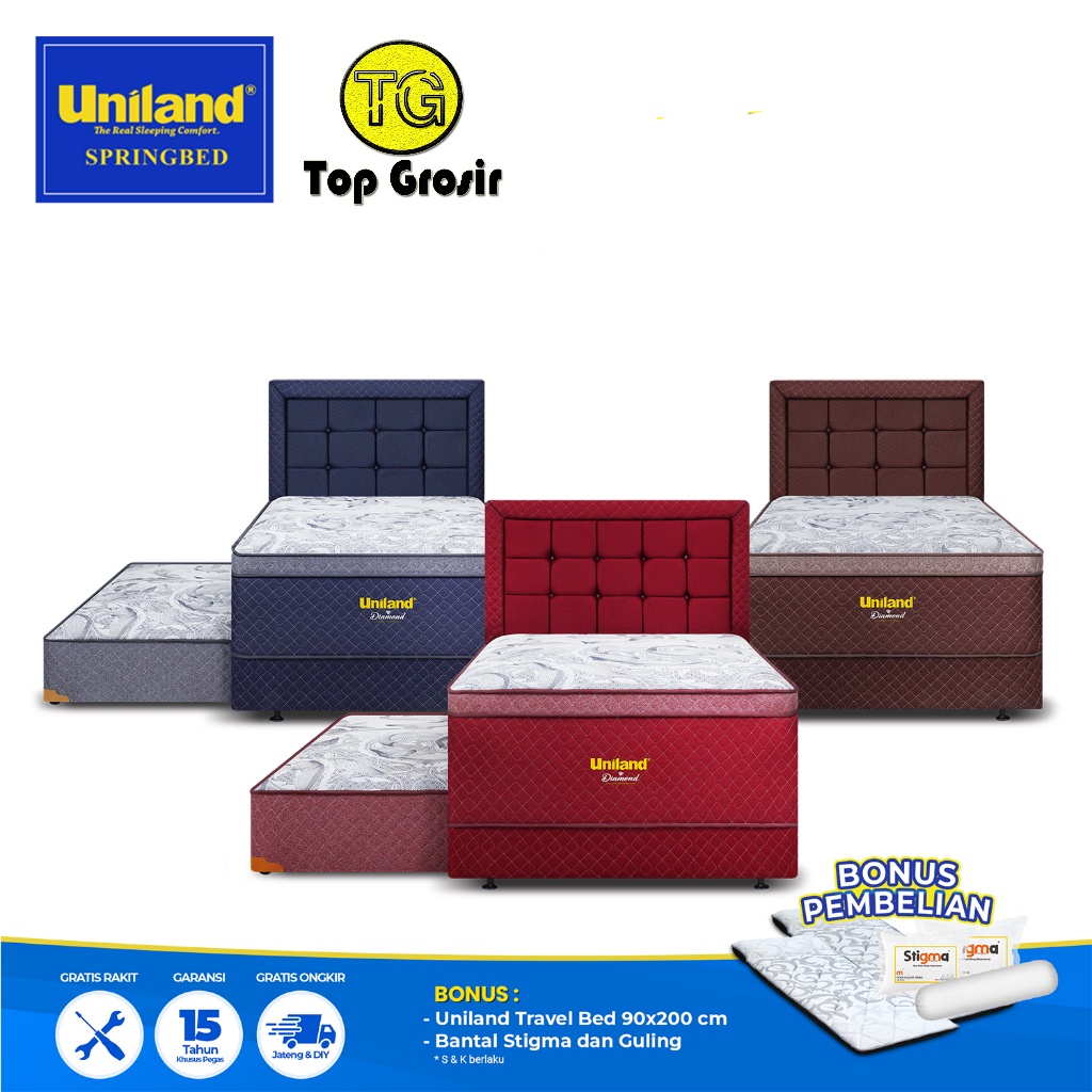 Uniland Springbed 2 in 1 Diamond Plushtop 120 X 200 - Kasur Spring Bed Sorong 2in1 UNILAND PURBALING