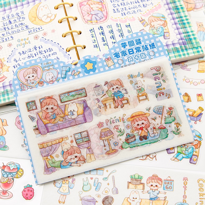 10lembar Kawaii Kartun Gadis Seri Deco Stiker Student Diary Deco DIY Decals