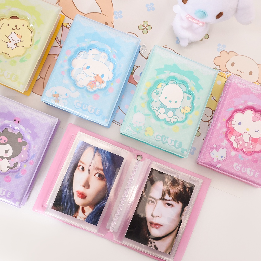 Galicici Sanrio Same Style Card Album/Album Penyimpanan Flower Hollow/Kuromi/Pochacco/Star Chasing Card Album Foto