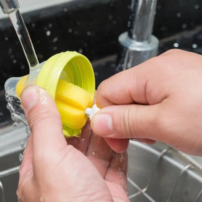 Sikat Botol Bayi/Alat Pembersih Gelas Sponge Cup Kuning Putar 360derajat/sikat Botol Susu