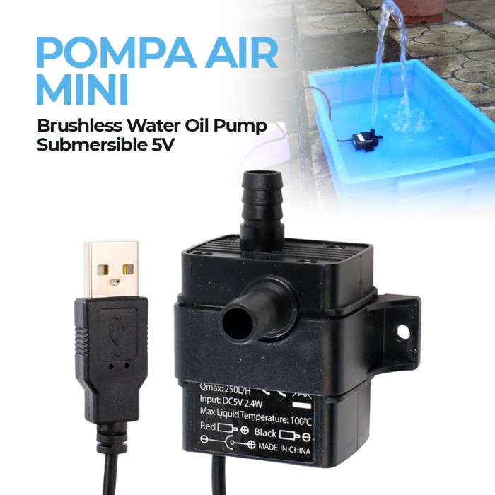 Pompa Air Mini Celup Submersible Pump Fish Tank Aquarium 5V 12V 220V