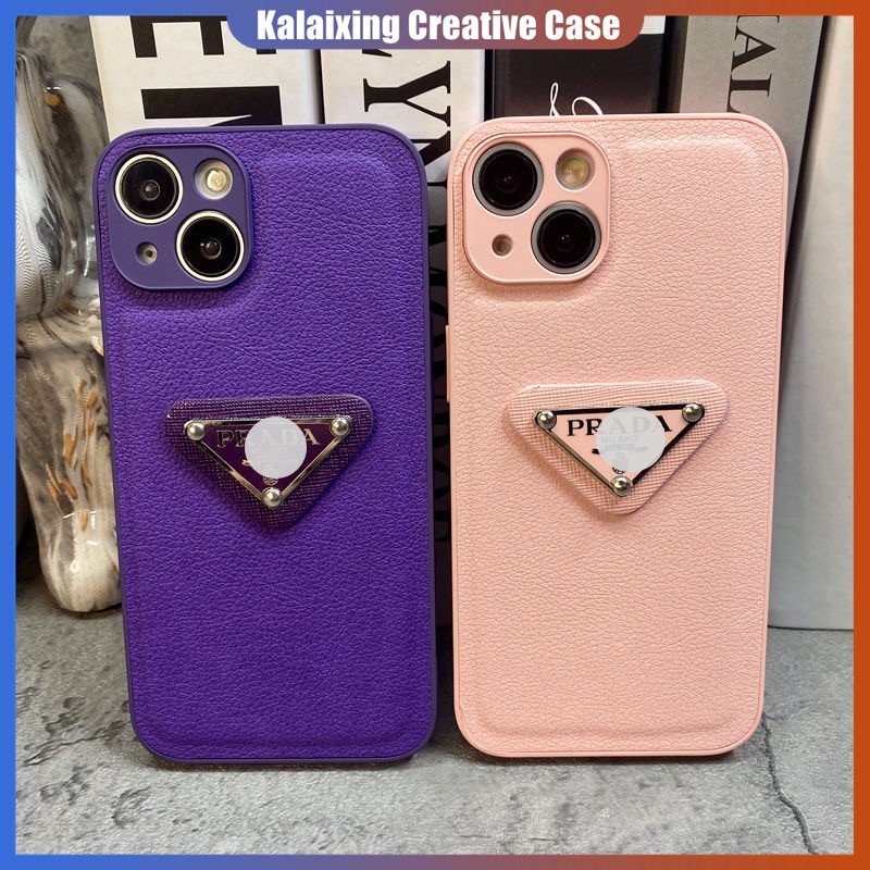 Casing Ponsel Prada Kulit Untuk IPhone 14 Pro Max13 12 11 Pro Max X XR Xs Max14 Plus Dengan Perlindungan Lensa Hard Back Cover