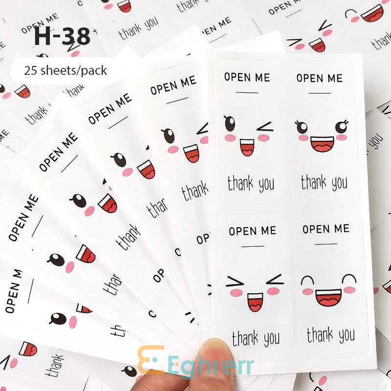 

✨EG-Ekspresi Indah Kotak Hadiah Stiker Segel Kemasan Stiker Stiker Persegi Panjang-Eghrerr