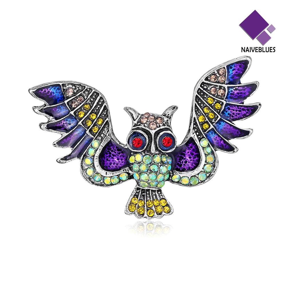 &lt; Naiveblues &gt; Bros Pakaian Unik Elegan Stylish Owl Patten Brooch Pin Pesta