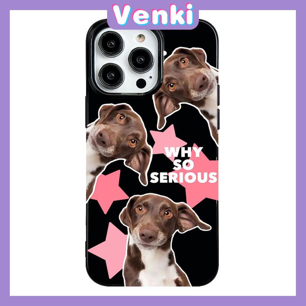 VENKI - For iPhone 11 Phone Case Black Glossy TPU Soft Case Shockproof Protection Camera Dog Simplet English Compatible with iPhone 14 13 Pro max 12 Pro Max xr xs max 7 8 Plus