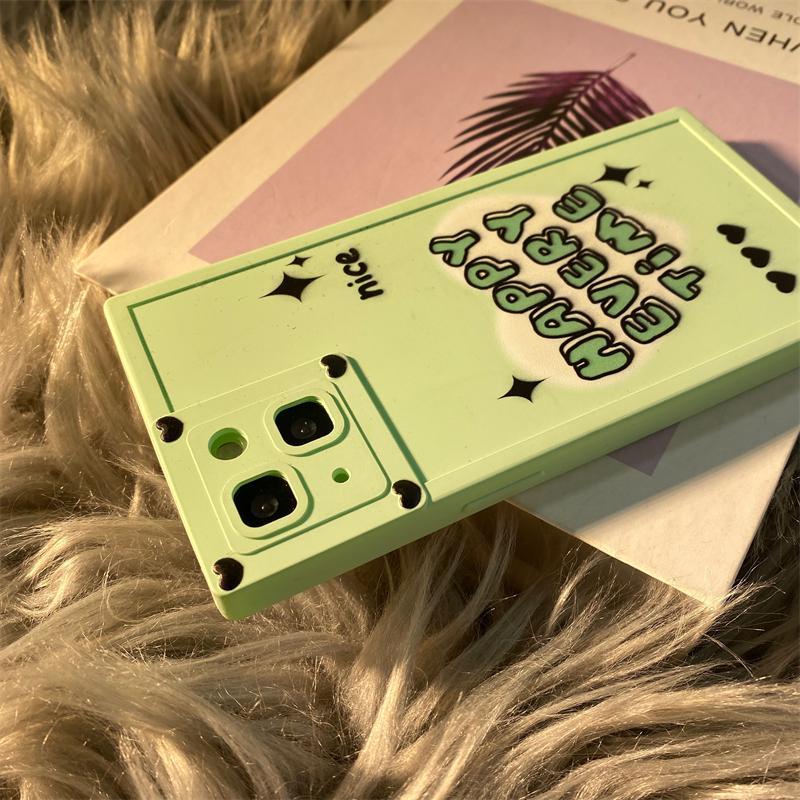 IPHONE Casing Ponsel Desain Tepi Sudut Kanan Persegi Hijau Segar Kecil Kompatibel Dengan Iphone12 13 14 11 Pro Max X Xs Max Xr Vcxdc