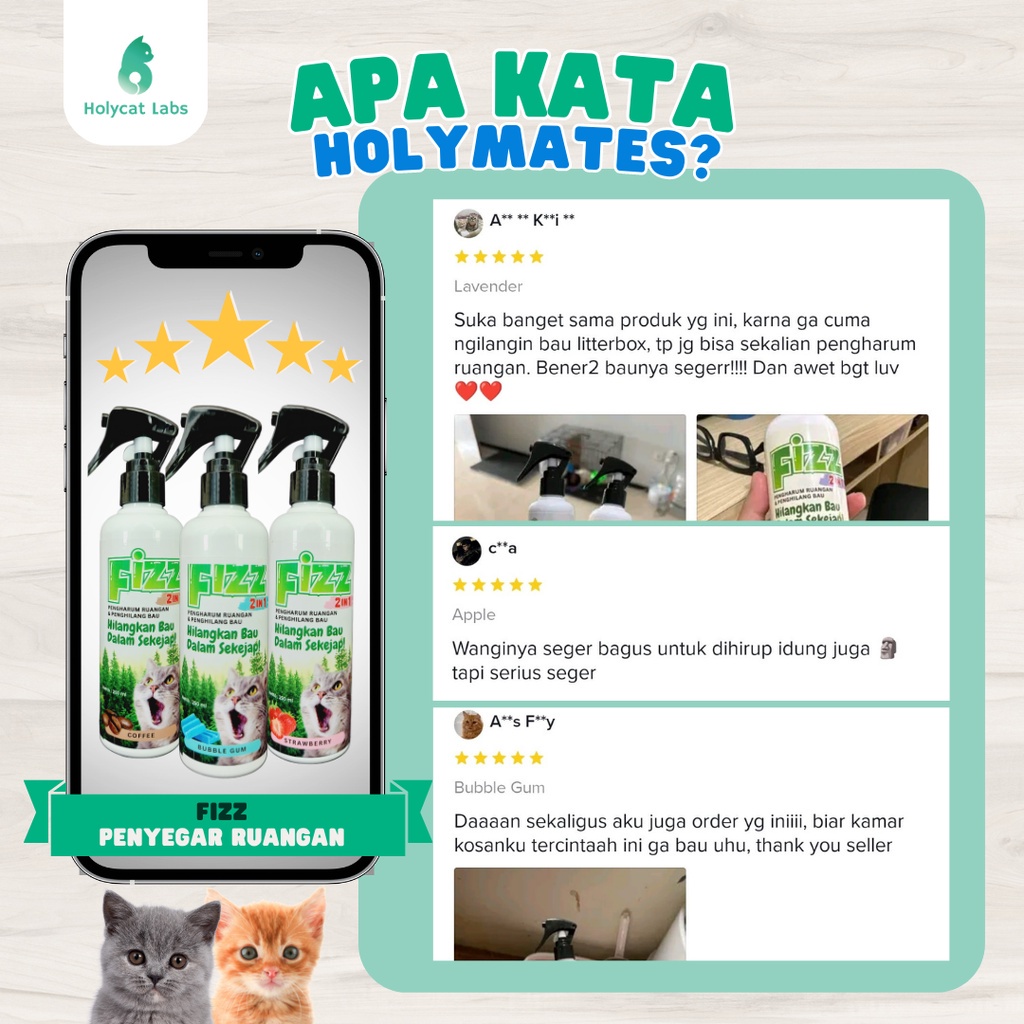 Fizz Spray Penghilang Bau Kotoran Kucing &amp; Anjing by Holycat Labs | Fizz Poop Peep FIZZ Aman Terjila