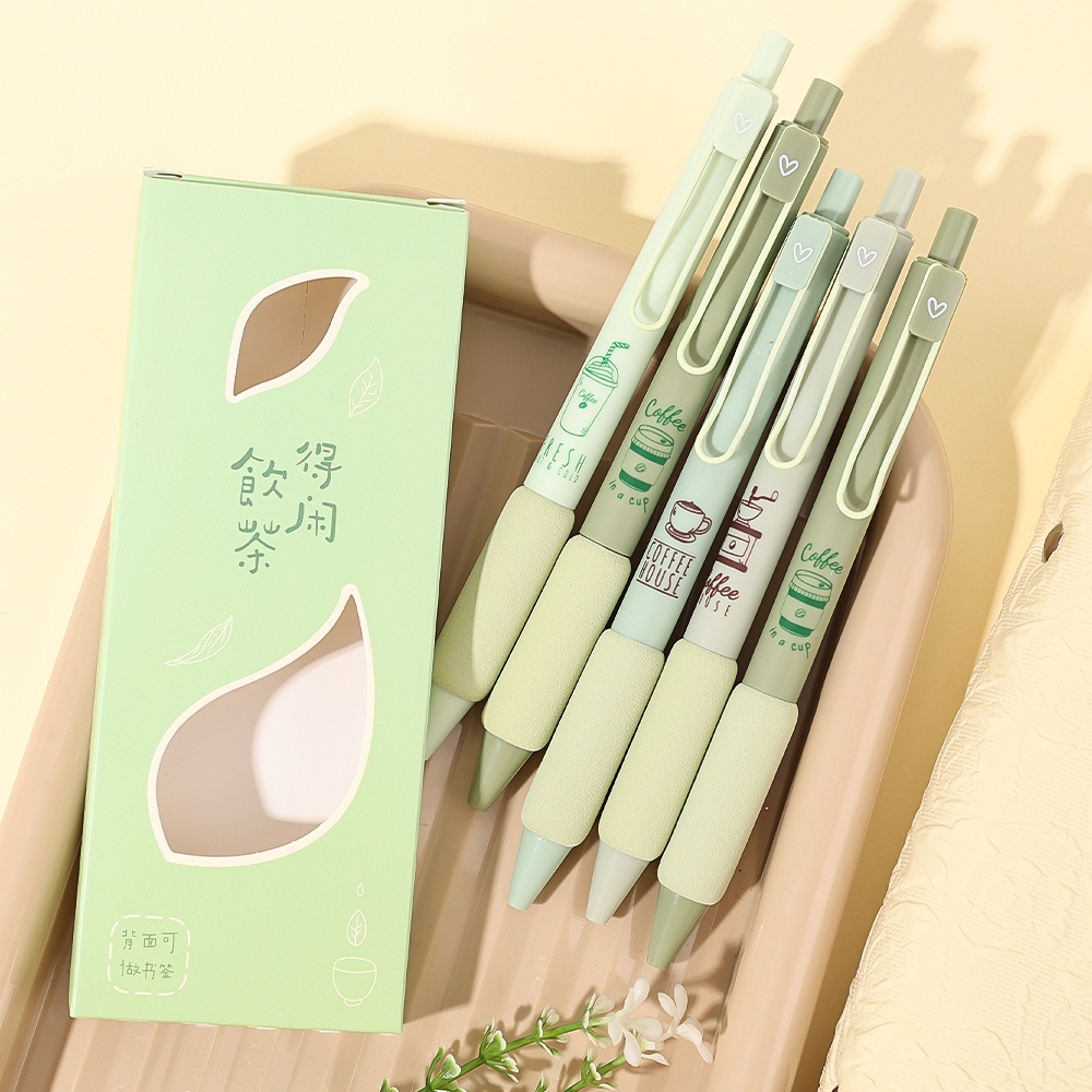 Pulpen Ballpoint Tipe Dorong Warna Solid Alat Tulis Menulis/Ujian Halus Sekolah Pensil Signature Nyaman Tahan Lama