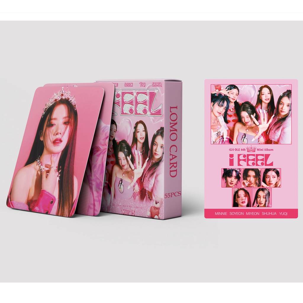 55pcs/box (G) I-DLE Album I FEEL Photocards MINNIE YUQI SHUHUA MIYEON SOYEON Kartu Lomo GIDLE Kpop Postcards