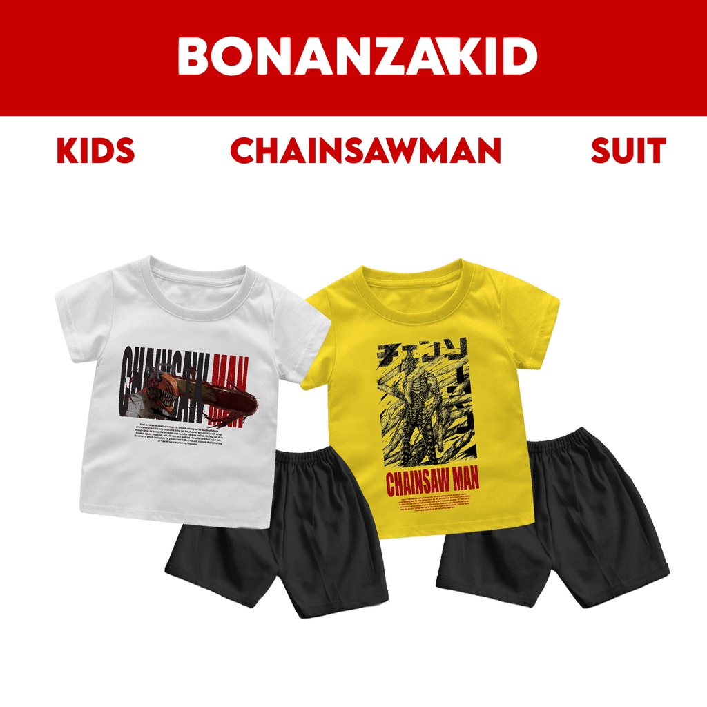 Baju Setelan Bayi &amp; Anak Anime ChainsawMan Series Usia 6 Bulan Sampai 8 Tahun Bahan Katun 30s Premium