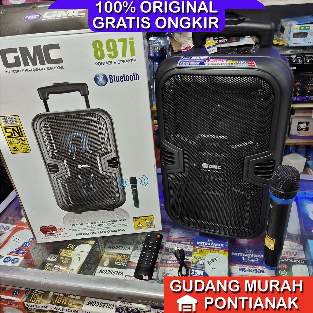 Speaker GMC 897i aktif portable 6.5 inch 6,5" 2x Double speaker Bluethoot Meeting pengeras suara