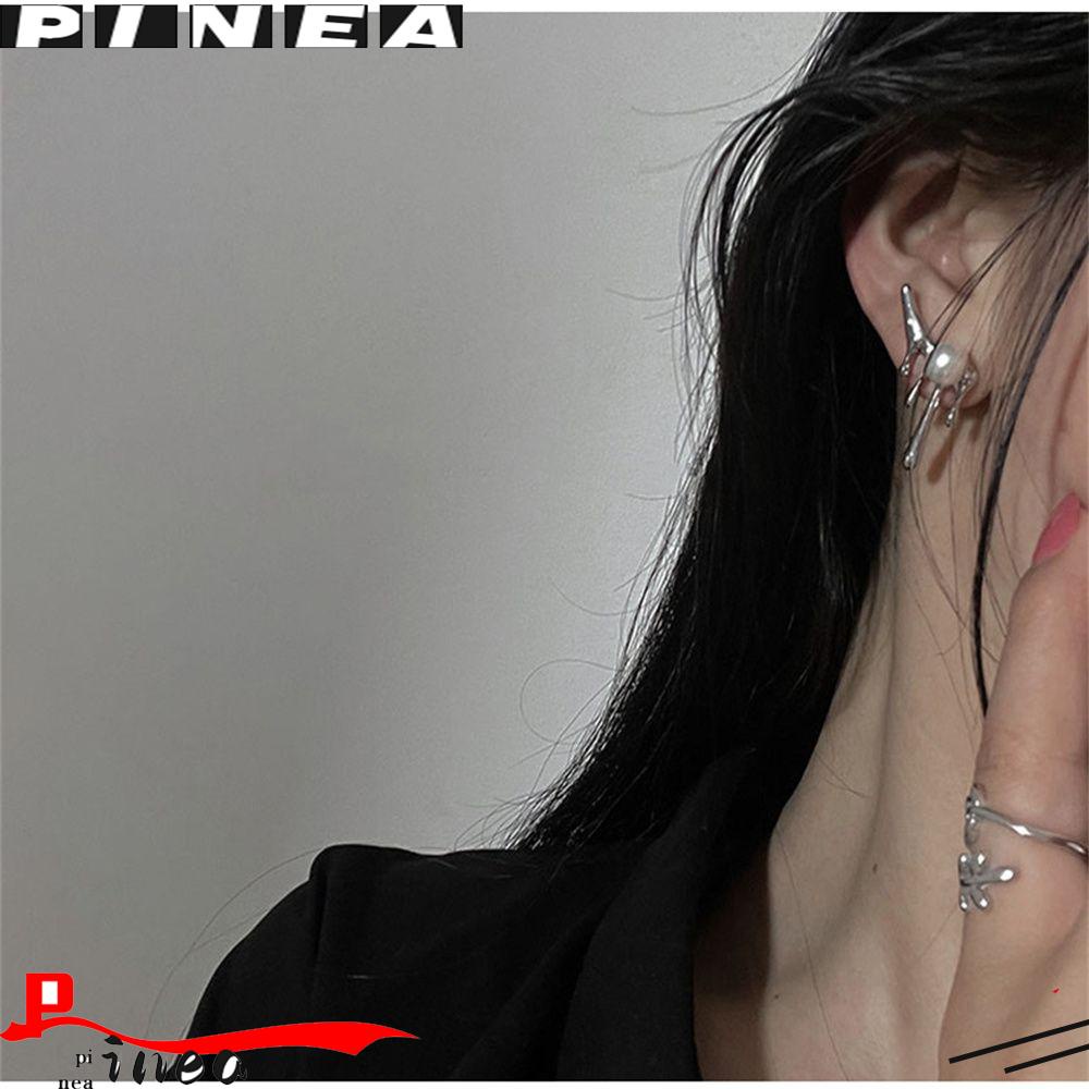 Anting Pejantan Mutiara Geometris Nanas Fashion Pesta Gadis Drop Earrings